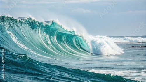 Oceanic wave pattern featuring stylized wavy lines in shades of blue and green, blue ocean, wavy wall art, stylized surfboard, blue and green hues