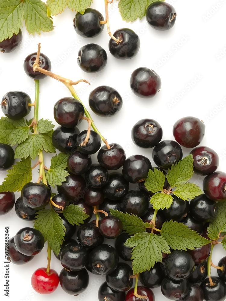 Fresh black currant berries isolated on a clean white background, black currant, nutritious Fresh black currant berries isolated on a clean white background, black currant, nutritious