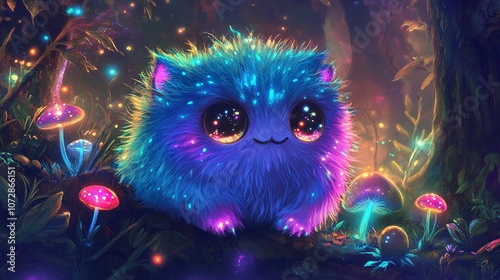 Adorable Glowing Creature in a Magical Forest