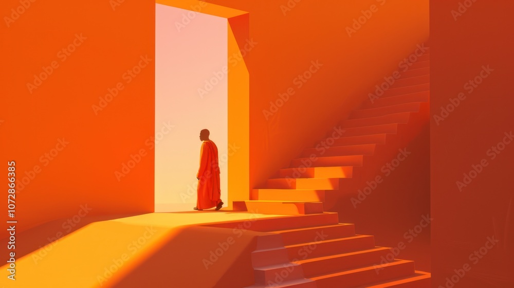 A lone figure walks towards a bright light, symbolizing hope and new beginnings. A lone figure walks towards a bright light, symbolizing hope and new beginnings.