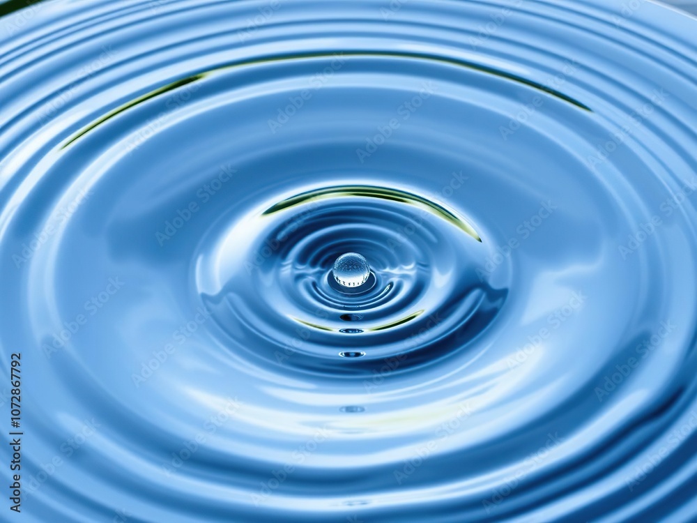 A small clear water droplet is suspended high above the surface of a lake with circular waves gently lapping at its edges, natural wonder, aerial view, lake scenery A small clear water droplet is suspended high above the surface of a lake with circular waves gently lapping at its edges, natural wonder, aerial view, lake scenery