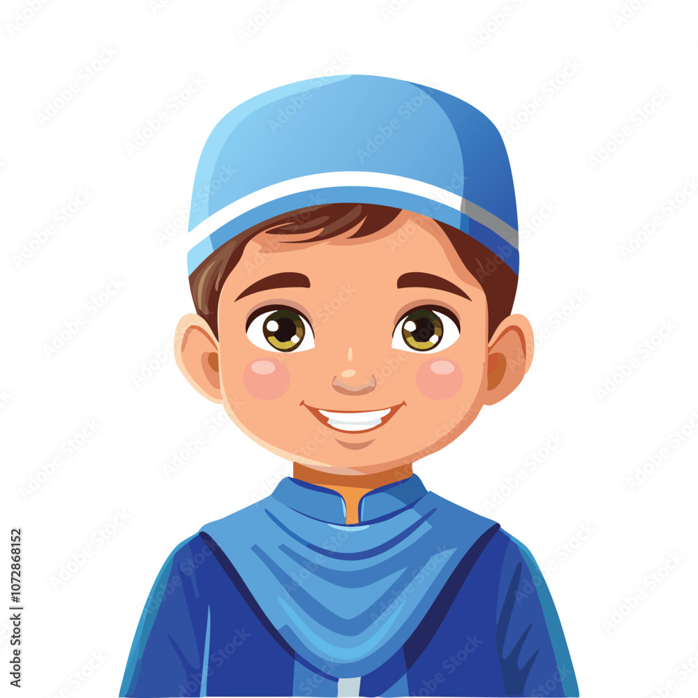 Illustration of a sick boy wearing Muslim clothes Illustration of a sick boy wearing Muslim clothes