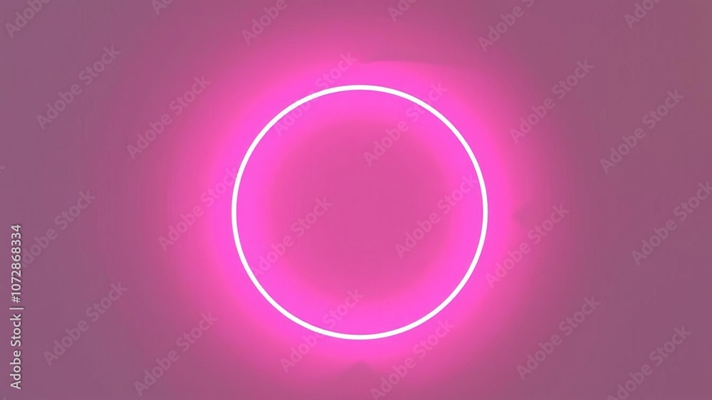 Fototapeta premium Abstract light pink neon circle glowing in a sleek grey background, grey, backdrop