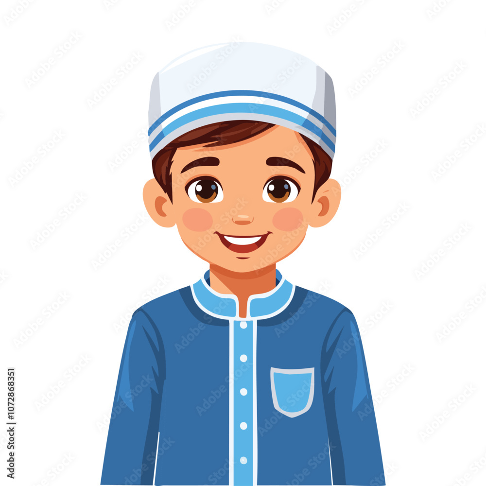 Illustration of a sick boy wearing Muslim clothes Illustration of a sick boy wearing Muslim clothes