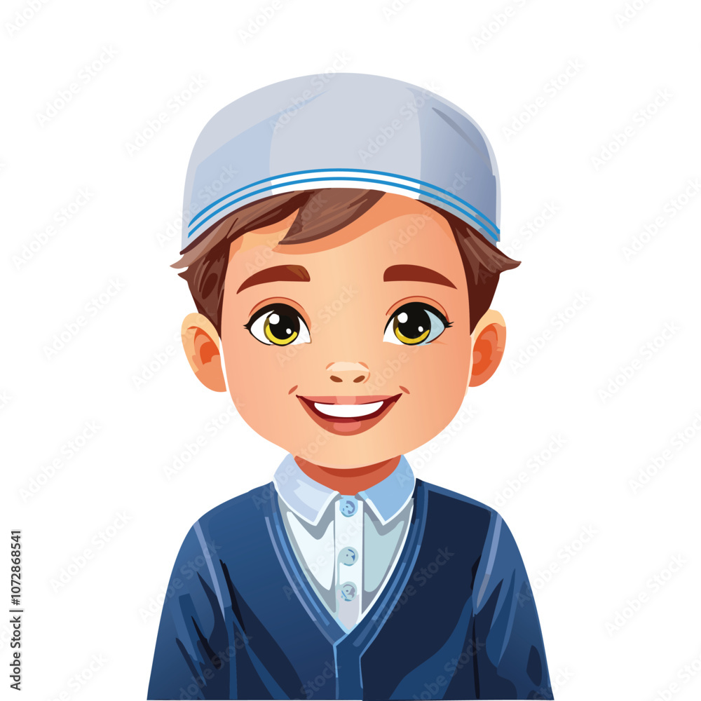 Illustration of a sick boy wearing Muslim clothes Illustration of a sick boy wearing Muslim clothes