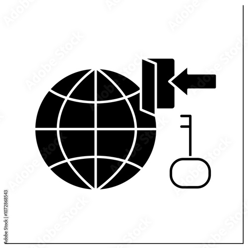 Network access glyph icon. Cryptocurrency services and functions. Virtual wallet. Digital money, finance system. Digital asset. Filled flat sign. Isolated silhouette vector illustration