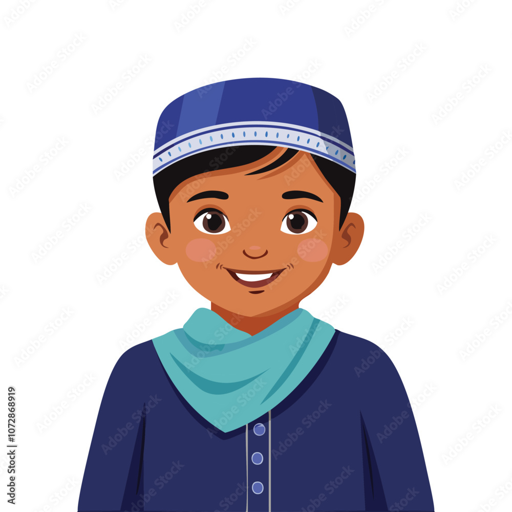Illustration of a sick boy wearing Muslim clothes Illustration of a sick boy wearing Muslim clothes