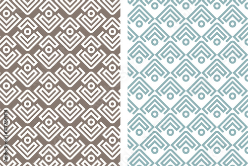 Collection of repeat ornamental seamless vector patterns and swatches. Colorful geometric pattern for prints. 