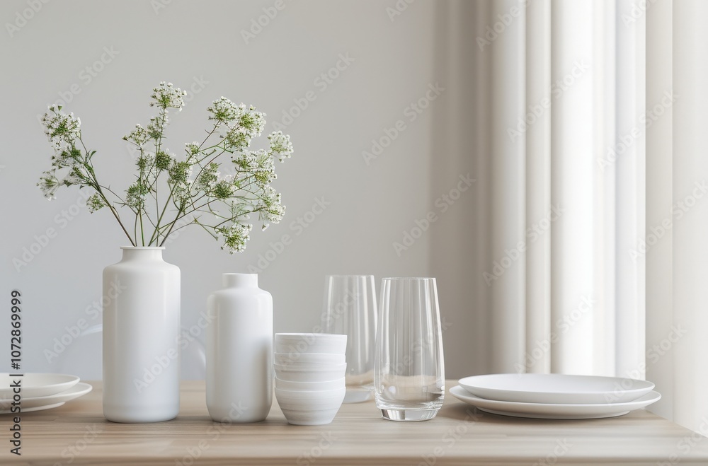 Stylish table setup with elegant decor and nature. Stylish table setup with elegant decor and nature.