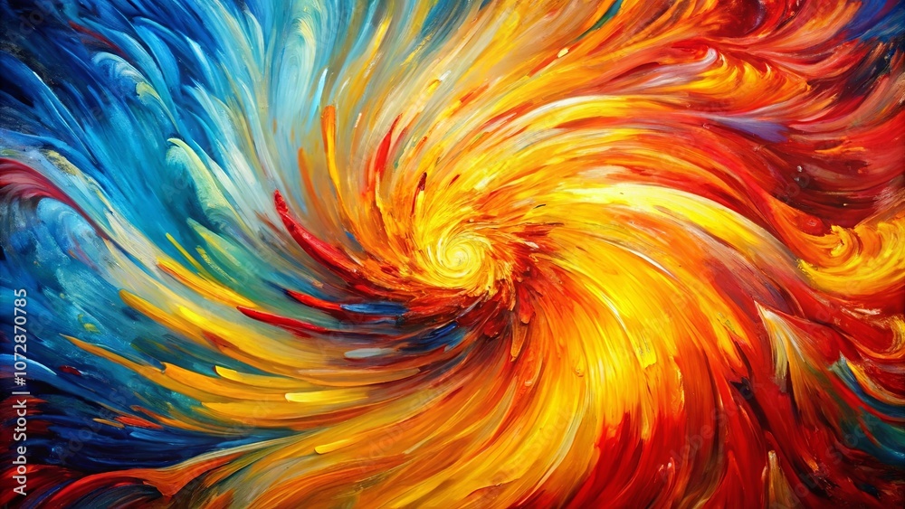 A Swirling Symphony of Color, Where Vivid Hues Dance and Embrace in a Dynamic and Energetic Vortex