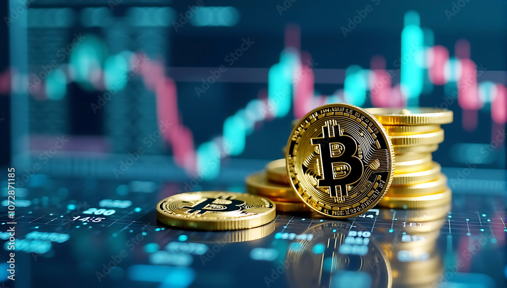 A stack of virtual coins displayed on a digital ledger, symbolizing digital currency and blockchain technology in fintech. A stack of virtual coins displayed on a digital ledger, symbolizing digital currency and blockchain technology in fintech.