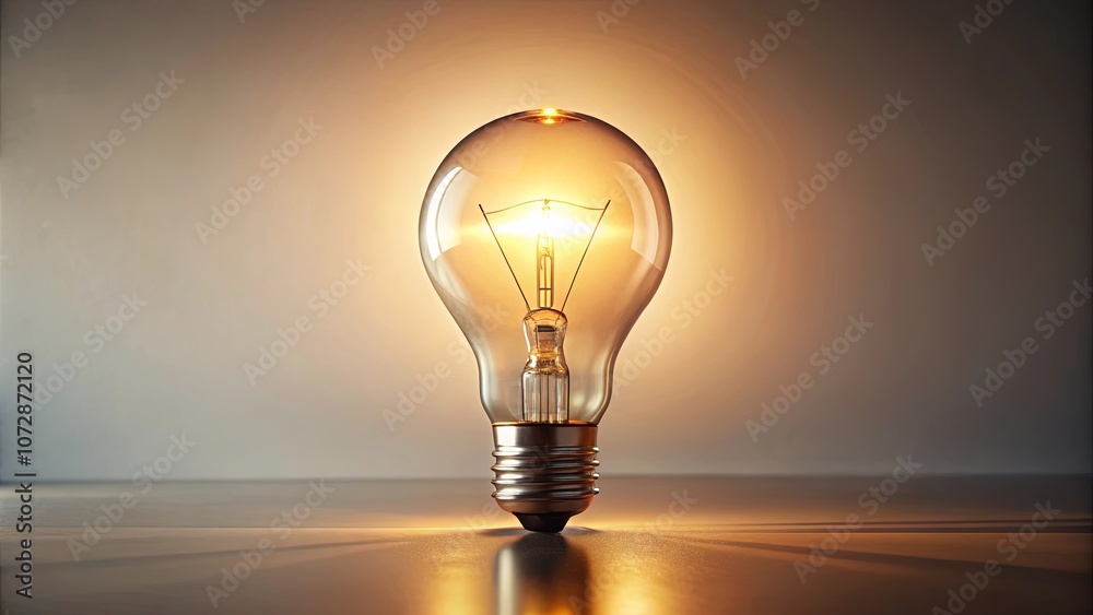 A single incandescent light bulb illuminates a surface with a warm glow, creating a soft and inviting ambiance. A single incandescent light bulb illuminates a surface with a warm glow, creating a soft and inviting ambiance.