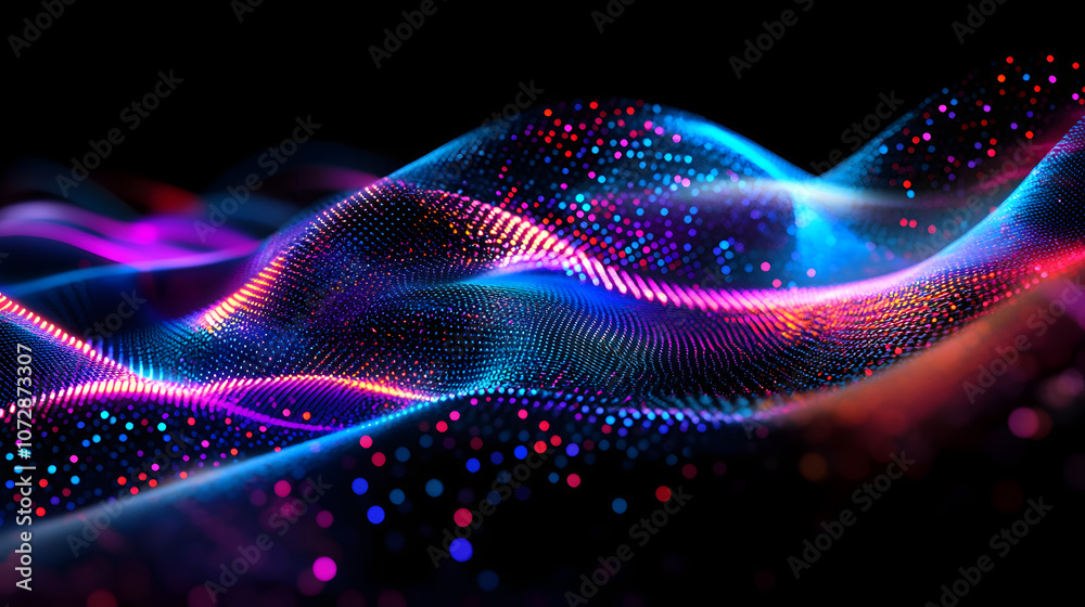 High-tech digital mesh with bright neon lights. High-tech digital mesh with bright neon lights.