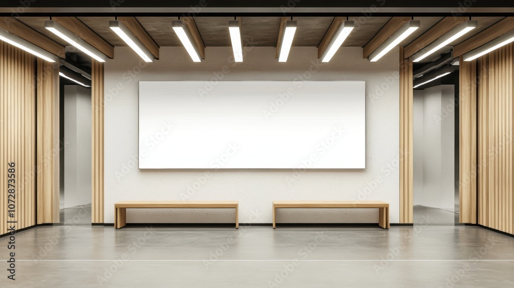 Modern Fitting Room with Blank Wall and Lighting Features Modern Fitting Room with Blank Wall and Lighting Features