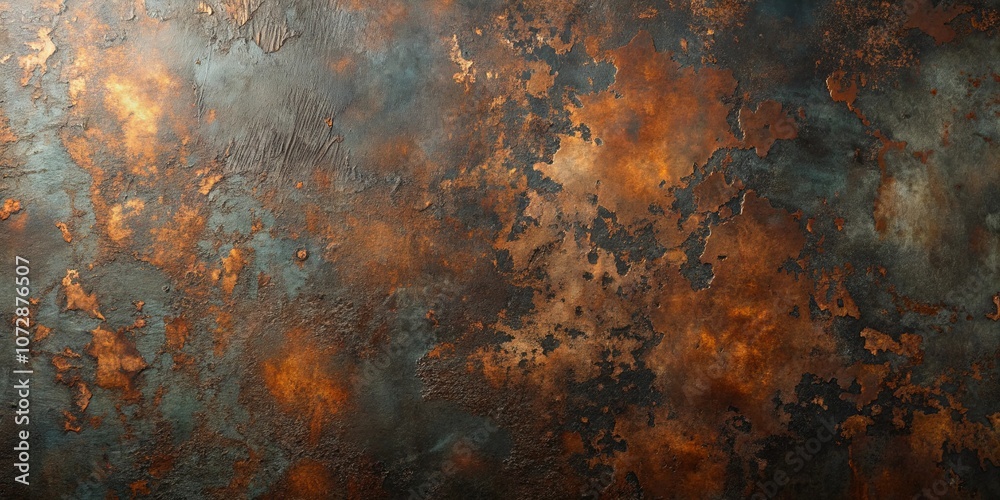 Abstract Copper And Rust Patina Texture With Organic Patterns