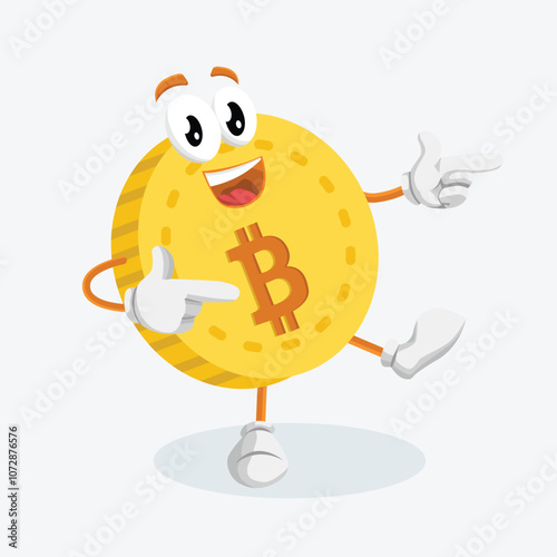 Bitcoin mascot logo Hi pose