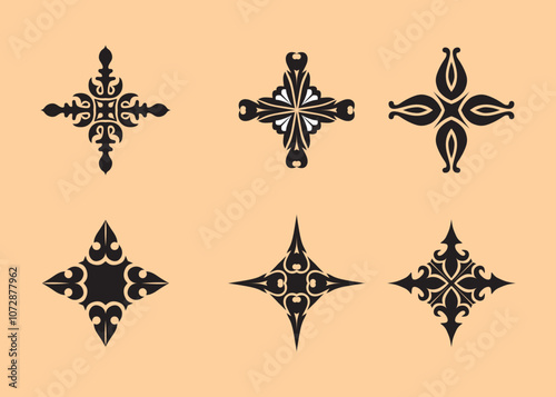 4 side facing mandala art vector illustration