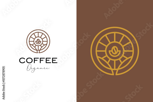 coffee bean, morning coffee logo design rustic vintage vector illustration	