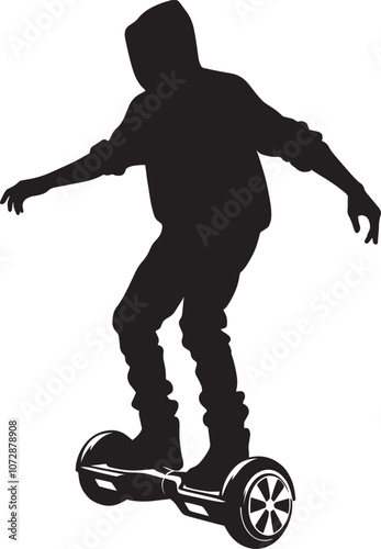 A person Hover boarding silhouette vector illustration isolated on a white background