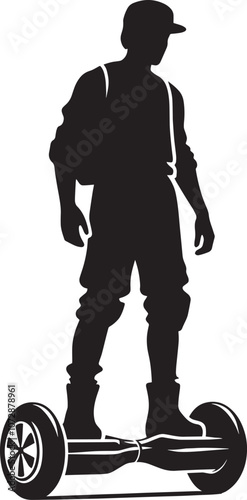 A person Hover boarding silhouette vector illustration isolated on a white background