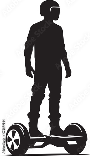 A person Hover boarding silhouette vector illustration isolated on a white background