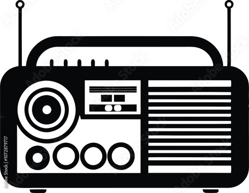 Vintage Radio silhouette, old retro radio icon vector