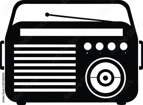 Vintage Radio silhouette, old retro radio icon vector