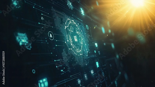 Futuristic Digital Art with Glowing Elements