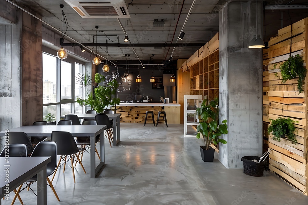 Naklejka premium Modern living room interior with panoramic city view.