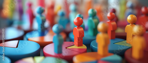Colorful People Figures on Pie Charts