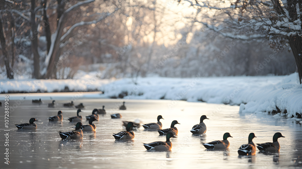 Fototapeta premium Investigating the effects of changing winter conditions on wildlife migration patterns.