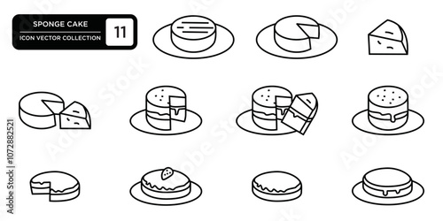 Sponge cake icon collection, editable and resizable vector icon templates.