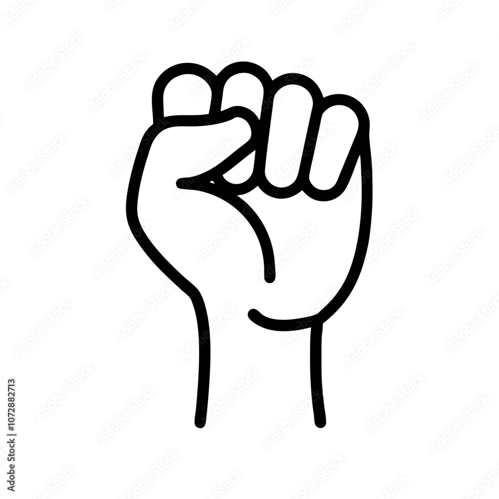 Clenched fist symbolizing strength and solidarity on a plain background Clenched fist symbolizing strength and solidarity on a plain background