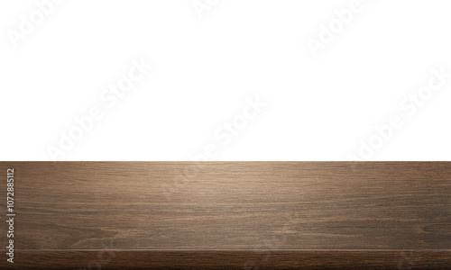 empty wooden table front view isolated on white background.