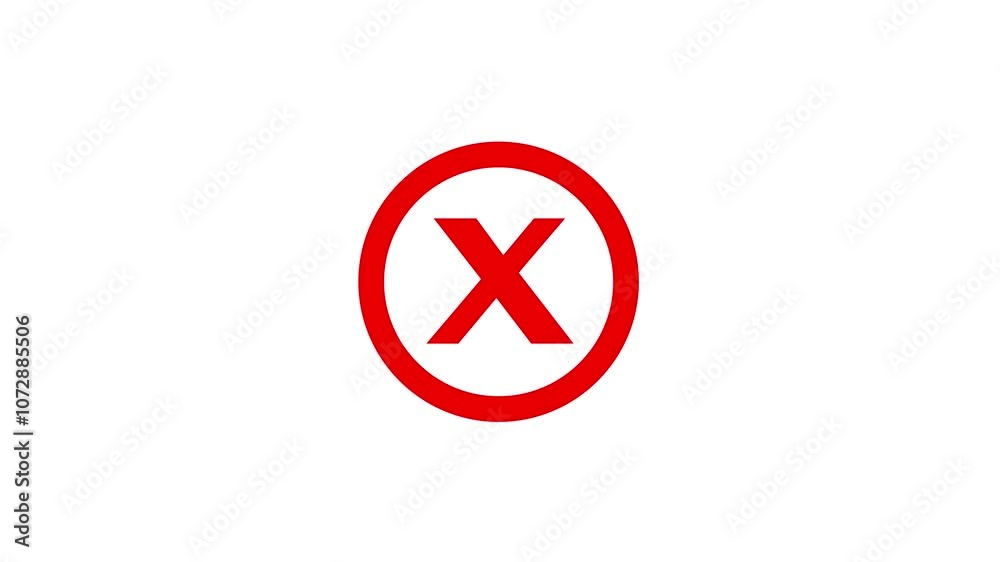 Abstract incorrect tick mark sign icon animation. Abstract incorrect tick mark sign icon animation.