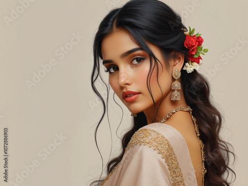 Generated portrait illustration of a beautiful woman.