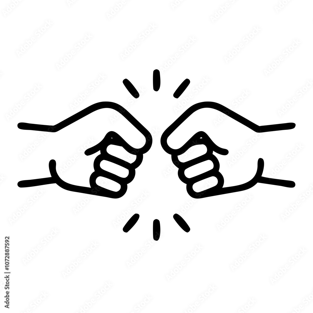 Fototapeta premium Fist bump gesture symbolizing friendship and celebration on a plain background