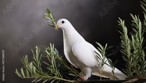 White dove with an olive branch, symbolizing peace