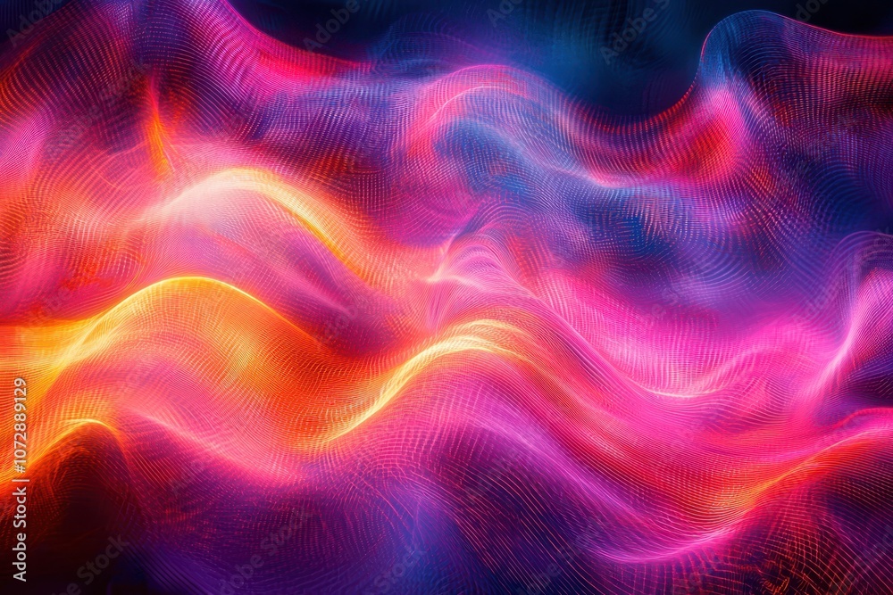 Vibrant wave patterns in neon colors, creating a dynamic and energetic visual effect that pulsates with movement, perfect for modern, abstract themes.. Vibrant wave patterns in neon colors, creating a dynamic and energetic visual effect that pulsates with movement, perfect for modern, abstract themes..