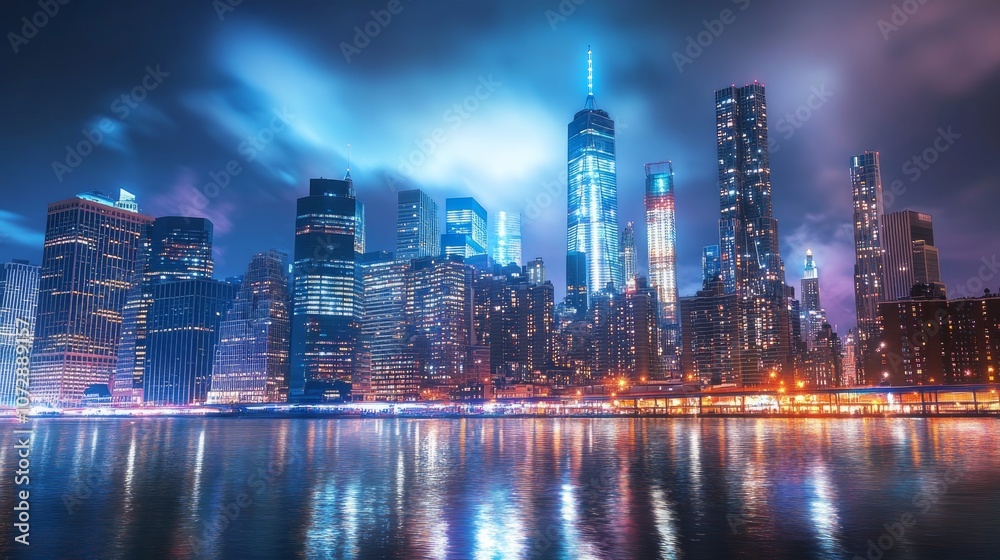 Fototapeta premium New Year’s Eve Countdown in a Modern Metropolis