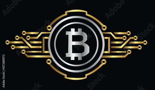 Bitcoin Golden Logo Illustration 