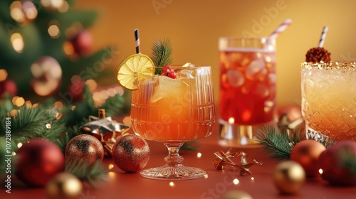 Christmas recipes, Collection of Christmas, 3D render, Triadic color scheme, and deliciousdrinks  photo