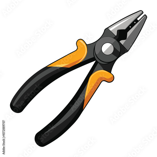 Durable Hand Pliers with Black Grips – Ergonomic Tool for Repairs & DIY Tasks, Isolated on White background.