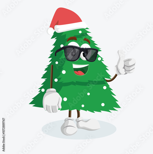 Christmas Green Tree mascot thumb pose