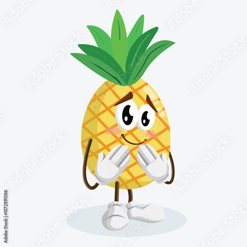 Pineapple mascot ashamed pose