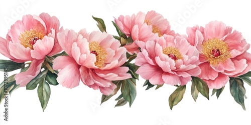 Pink Flowers on White Background