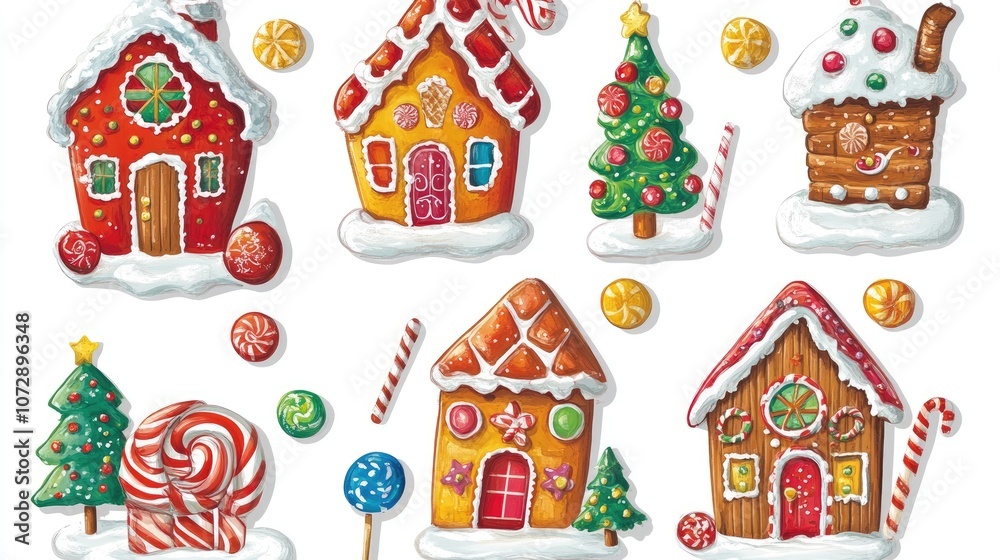 Naklejka premium Gingerbread cookies, Christmas theme, isolated on white background 