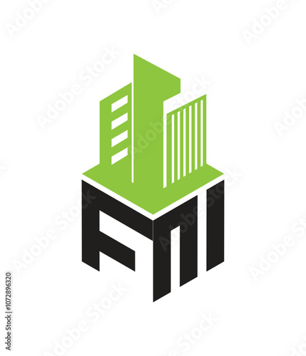 FM  real state hexagon  vector letter logo