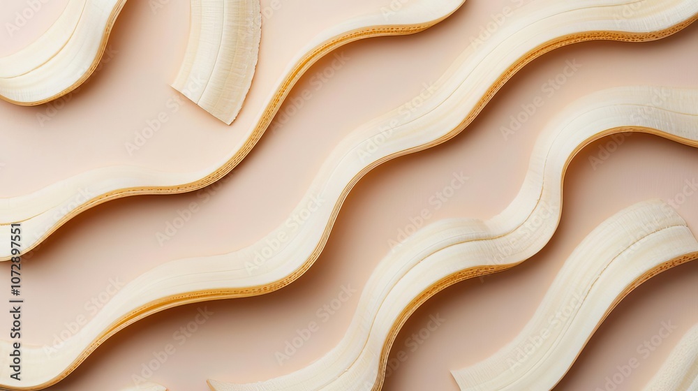 Obraz premium Abstract banana peel emitting energy waves, clean background, renewable resources concept