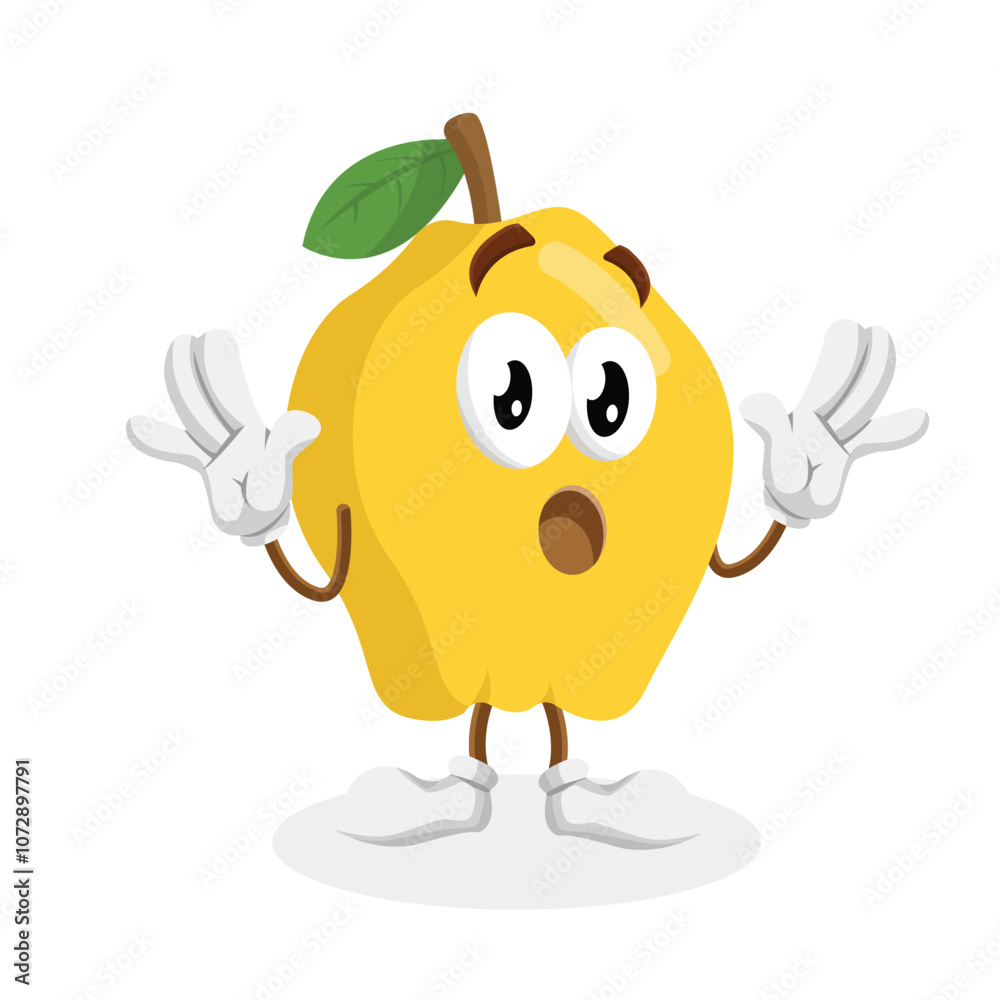Quince Logo mascot surprise pose Quince Logo mascot surprise pose